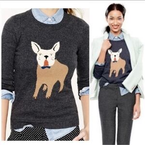 J. Crew French bulldog wool cashmere sweater S